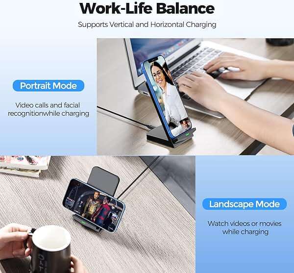 Wireless Charger [2 Pack],15W Fast Wireless Charging Stand,Wireless Charger Compatible with iPhone 15/15 Plus/15 Pro Max/14/13/12 /11Pro Max/XR/XS/X/8 Plus,Galaxy S23/S22/S21/S20 Note 20/10,Google,etc - Image 6