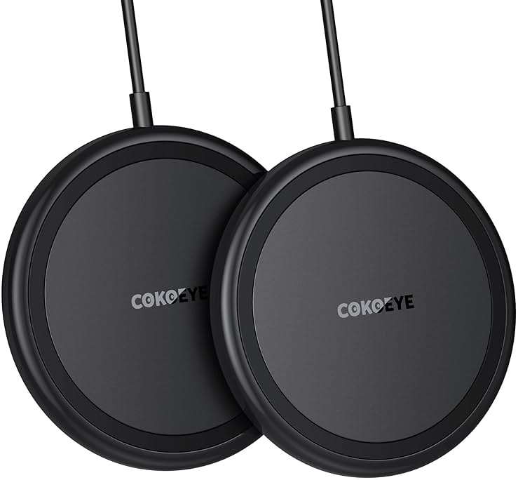 COKOEYE Wireless Charger, 15W Max Fast Wireless Charging Pad 2-Pack Compatible with iPhone 17/17 Air/17 Pro/17 Pro Max/16/15/14/13/12/Samsung S24/S24Ultra/S23Ultra/S22/S21,AirPods Pro2 - Image 1