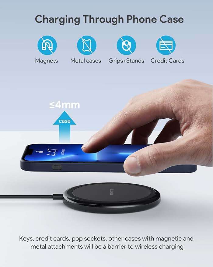 COKOEYE Wireless Charger, 15W Max Fast Wireless Charging Pad 2-Pack Compatible with iPhone 17/17 Air/17 Pro/17 Pro Max/16/15/14/13/12/Samsung S24/S24Ultra/S23Ultra/S22/S21,AirPods Pro2 - Image 5