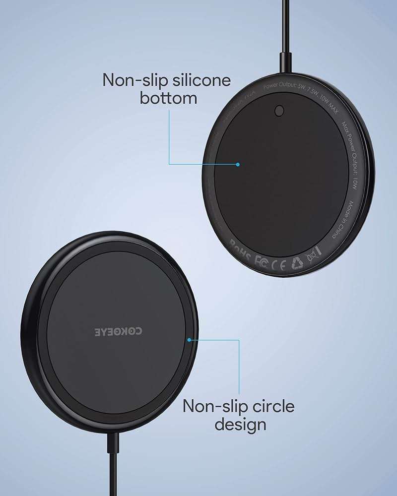 COKOEYE Wireless Charger, 15W Max Fast Wireless Charging Pad 2-Pack Compatible with iPhone 17/17 Air/17 Pro/17 Pro Max/16/15/14/13/12/Samsung S24/S24Ultra/S23Ultra/S22/S21,AirPods Pro2 - Image 9