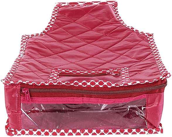 atorakushon Fabric Saree and Blouse Covers Garments Clothes Storage Bag Wardrobe Organizers With Double Zip Lock Set of 7 For Lehenga Dress Accessories Maroon - Image 5