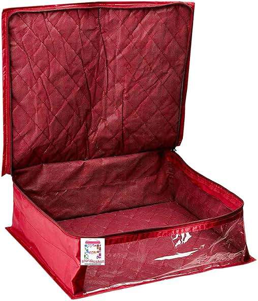 atorakushon Fabric Saree and Blouse Covers Garments Clothes Storage Bag Wardrobe Organizers With Double Zip Lock Set of 7 For Lehenga Dress Accessories Maroon - Image 7