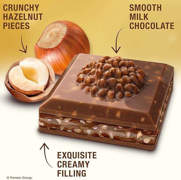 Ferrero Rocher Milk chocolate bars, Cocoa Hazelnut Filling, 8 Ct | Premium milk chocolate candy bars with a chocolate hazelnut filling, a sweet treat to satisfy sweet cravings - Image 4