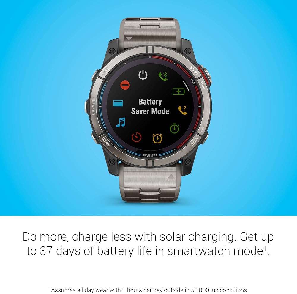 Garmin quatix® 7X Solar Edition, Marine GPS Smartwatch, Solar Charging Capabilities, Durable Watch with Flashlight, Tide Changes and Anchor Drag Alerts, Waypoint Marking - Image 3