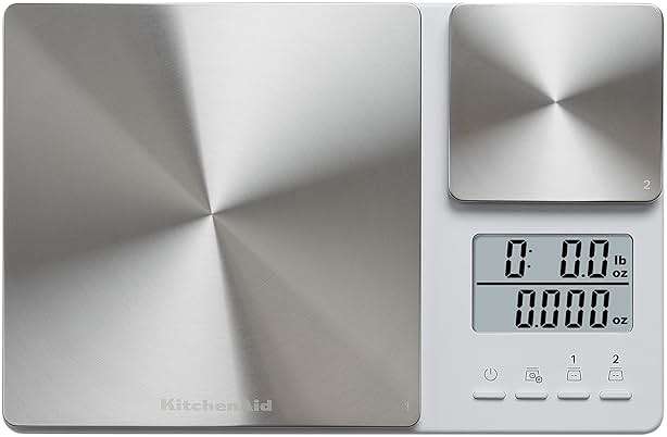 KitchenAid KQ909 Dual Platform Digital Kitchen and Food Scale, 11 Pound Capacity and Precision 16oz Capacity, White with Stainless Steel - Image 5