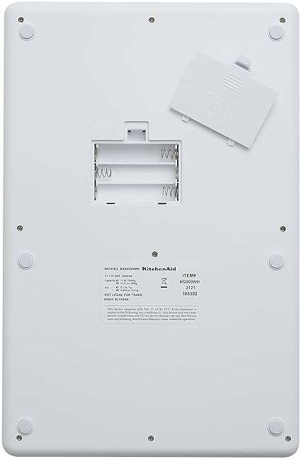 KitchenAid KQ909 Dual Platform Digital Kitchen and Food Scale, 11 Pound Capacity and Precision 16oz Capacity, White with Stainless Steel - Image 6