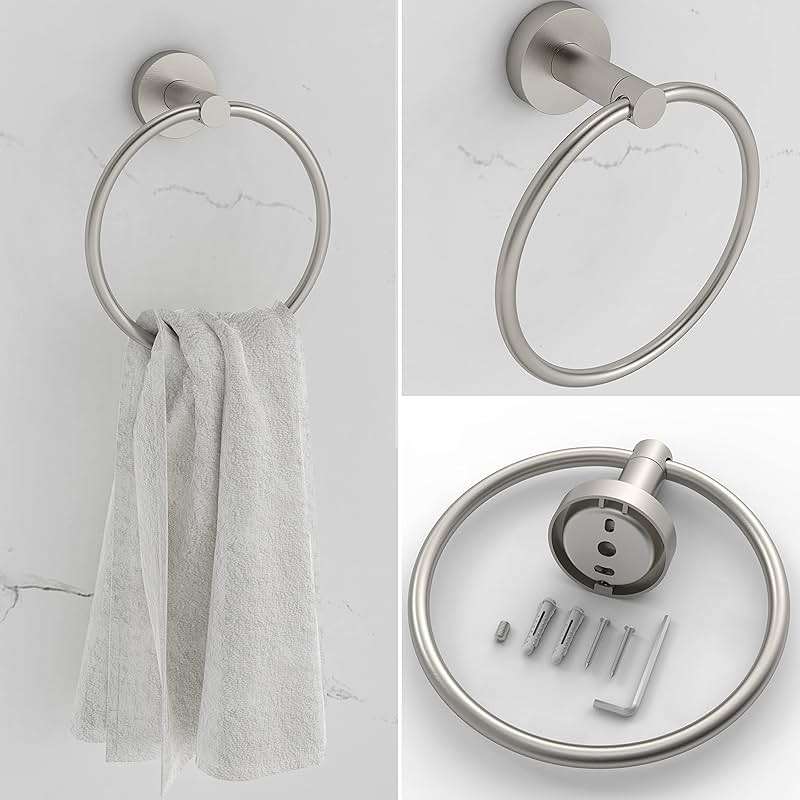 RARXTR 6 PCS Bathroom Hardware Set, Including 16" Hand Towel Bar, Toilet Paper Holder, Towel Ring, Robe Towel Hooks, Bathroom Accessories Kit (Brushed Stainless Steel) - Image 6