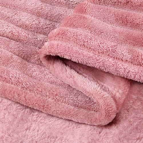 BEDELITE Fleece Throw Blanket for Couch – 3D Ribbed Jacquard Soft and Warm Decorative Fuzzy Blanket – Cozy, Fluffy, Plush Lightweight Pink Throw Blankets for Bed, Sofa, 50x60 inches - Image 9