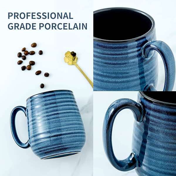 HASENSE Coffee Mug, 20 oz Ceramic Coffee Cup for Men and Women, Large Coffee Mug for Latte Coffee Tea Soup for Office and Home, Dishwasher and Microwave Safe, 1 PCS (Blue) - Image 6
