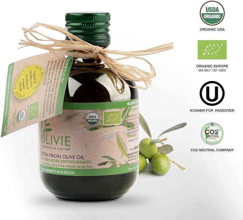 Organic High Polyphenol Extra Virgin Olive Oil, 30x More Hydroxytyrosol, Polyphenols 1250 mg/kg & Antioxidants, Research-Backed, OLIVIE PLUS 30X, Pure Cold Pressed EVOO, Heart Support, Kosher, 250ml - Image 5