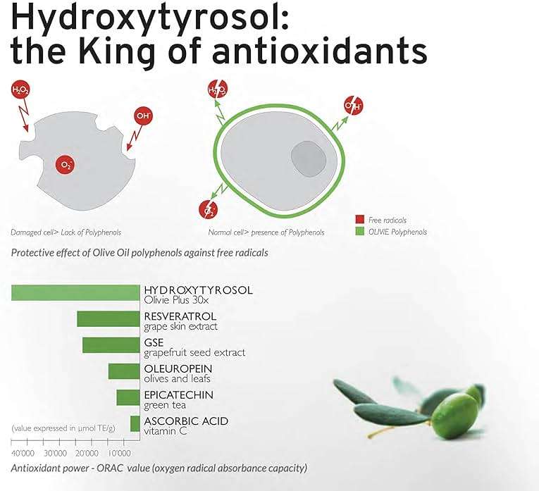 Organic High Polyphenol Extra Virgin Olive Oil, 30x More Hydroxytyrosol, Polyphenols 1250 mg/kg & Antioxidants, Research-Backed, OLIVIE PLUS 30X, Pure Cold Pressed EVOO, Heart Support, Kosher, 250ml - Image 7