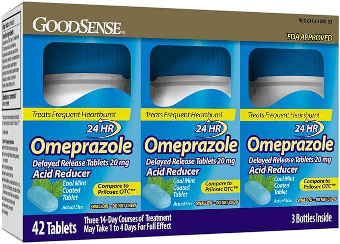 GoodSense Good Sense Omeprazole Delayed Release Coated Tablets 20 mg, Cool Mint, Treats Frequent Heartburn, Acid Reducer, Heartburn Medicine, 42 Count - Image 1