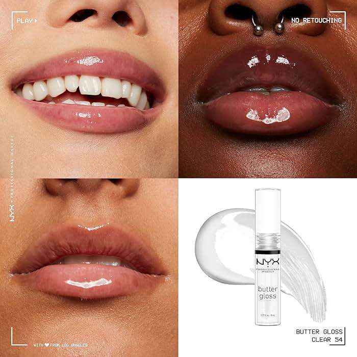 NYX PROFESSIONAL MAKEUP Butter Gloss, Non-Sticky Lip Gloss - Sugar Glass ,Clear - Image 3