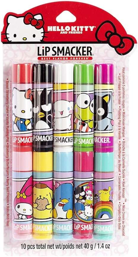 Lip Smacker Sanrio Hello Kitty & Friends Pack - 10 Moisturizing Lip Balms, Hydrating & Protecting - Cruelty-Free - Image 1