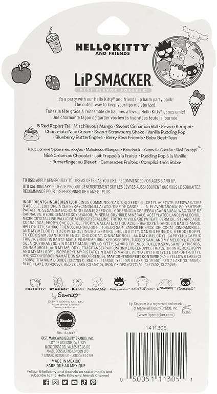 Lip Smacker Sanrio Hello Kitty & Friends Pack - 10 Moisturizing Lip Balms, Hydrating & Protecting - Cruelty-Free - Image 8