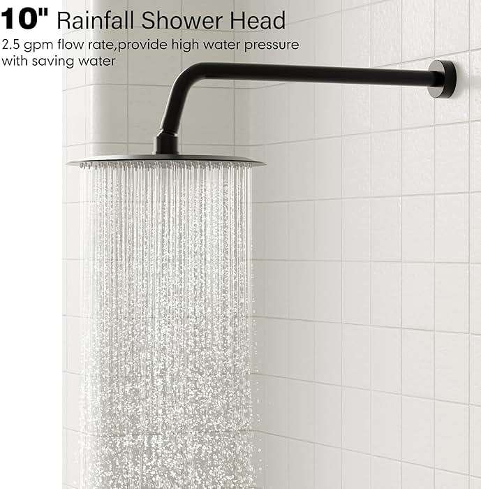 Gabrylly Shower System Black, Wall Mounted Slide Bar Shower Faucet Set Complete,High Pressure 10" Rain Shower Head with 5-Setting Handheld Shower,Shower Combo Set with Shower Valve - Image 4