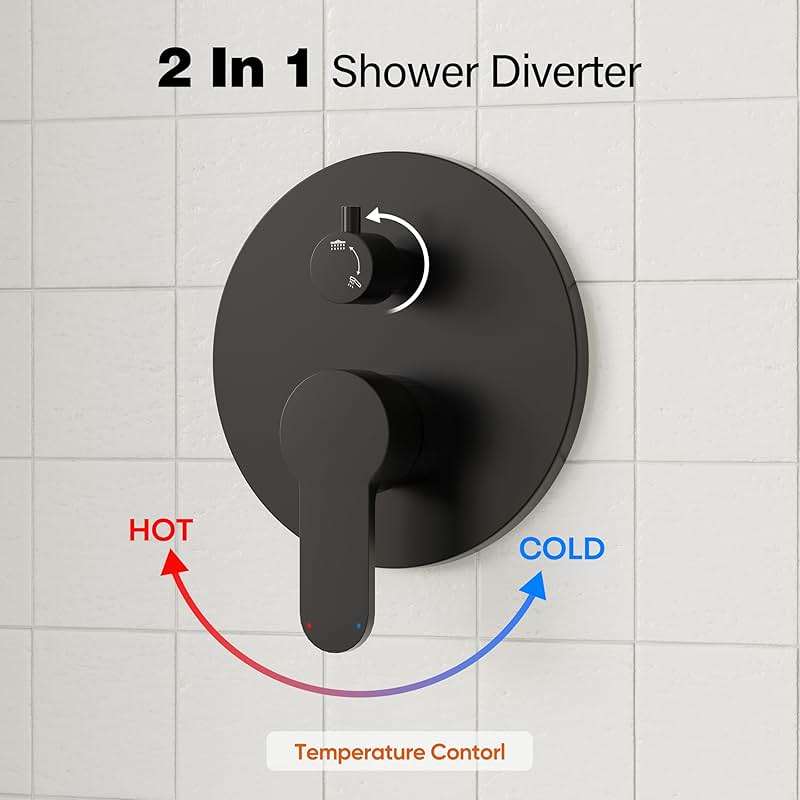 Gabrylly Shower System Black, Wall Mounted Slide Bar Shower Faucet Set Complete,High Pressure 10" Rain Shower Head with 5-Setting Handheld Shower,Shower Combo Set with Shower Valve - Image 6