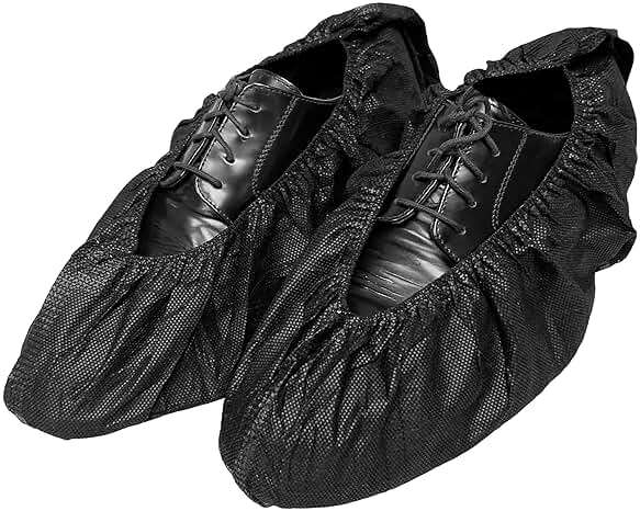 Buena Goods 100 Pack Extra Large Disposable Black Boot and Shoe Covers. Reusable Water Resistant Durable Booties with Non Slip Treads for Indoor Use. Fits US Men's Size 14 and Women's 16 Shoe Size - Image 2