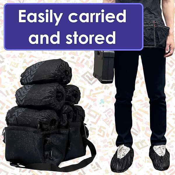 Buena Goods 100 Pack Extra Large Disposable Black Boot and Shoe Covers. Reusable Water Resistant Durable Booties with Non Slip Treads for Indoor Use. Fits US Men's Size 14 and Women's 16 Shoe Size - Image 6