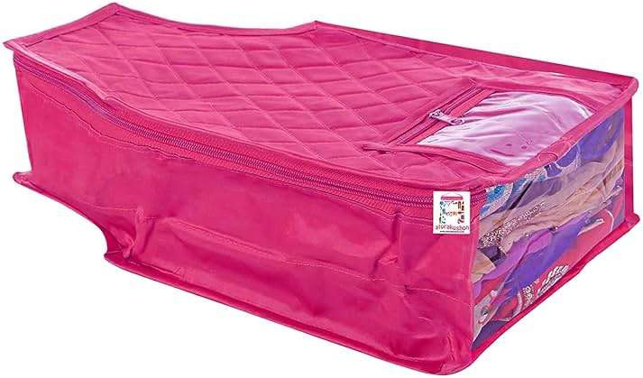 atorakushon 6 Piece Fabric Satin Blouse Cover Clothes Storage Bag Set With Transparent Window Wardrobe Garments Organizers (Pink) - Image 3