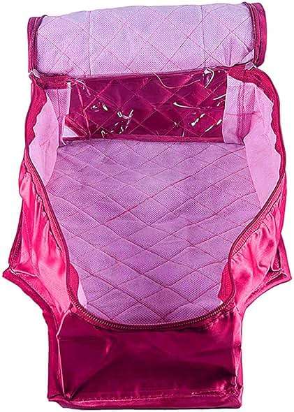 atorakushon 6 Piece Fabric Satin Blouse Cover Clothes Storage Bag Set With Transparent Window Wardrobe Garments Organizers (Pink) - Image 6