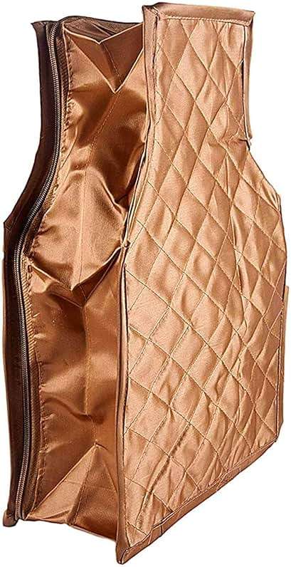 atorakushon 6 Piece Fabric Satin Blouse Cover Clothes Storage Bag Set With Transparent Window Wardrobe Garments Organizers (Golden) - Image 4