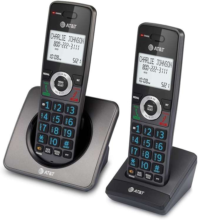 AT&T GL2101-2 DECT 6.0 2-Handset Cordless Phone with Call Block & Caller ID - Full-Duplex Speakerphone, 2" White Backlit Display, Lighted Keypad, Graphite & Black - Image 12