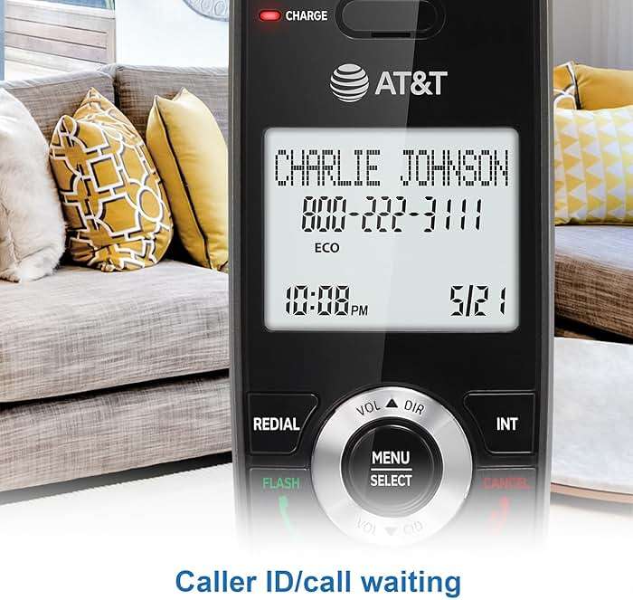 AT&T GL2101-2 DECT 6.0 2-Handset Cordless Phone with Call Block & Caller ID - Full-Duplex Speakerphone, 2" White Backlit Display, Lighted Keypad, Graphite & Black - Image 4