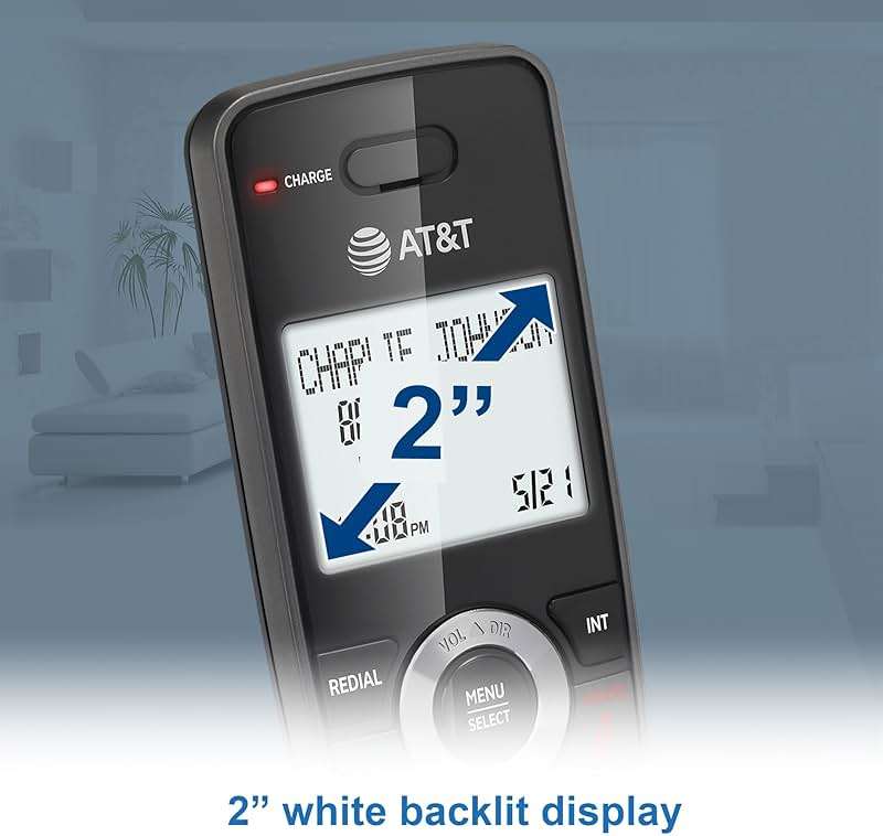 AT&T GL2101-2 DECT 6.0 2-Handset Cordless Phone with Call Block & Caller ID - Full-Duplex Speakerphone, 2" White Backlit Display, Lighted Keypad, Graphite & Black - Image 5