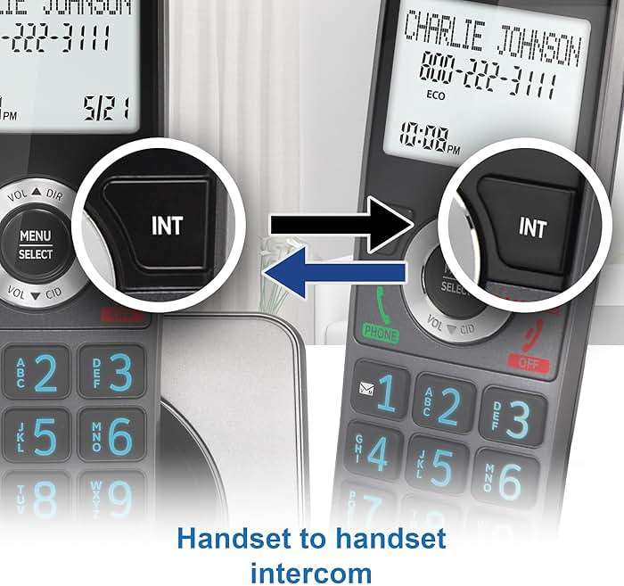 AT&T GL2101-2 DECT 6.0 2-Handset Cordless Phone with Call Block & Caller ID - Full-Duplex Speakerphone, 2" White Backlit Display, Lighted Keypad, Graphite & Black - Image 7