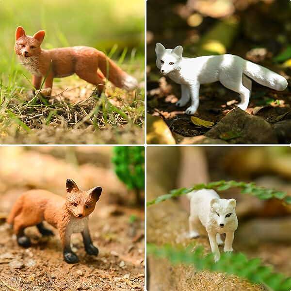 Zomiboo 26 Pcs Fox Figurines Set with Miniature Trees Arctic Red Fox Models Cake Toppers for Nature Themed Decoration and Display for Halloween Christmas Birthday Party Favors - Image 4