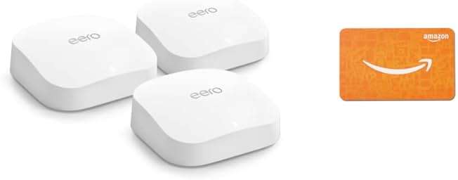 Amazon eero Pro 6E system (3-pack) with $100 Amazon.com Gift Card - Image 1