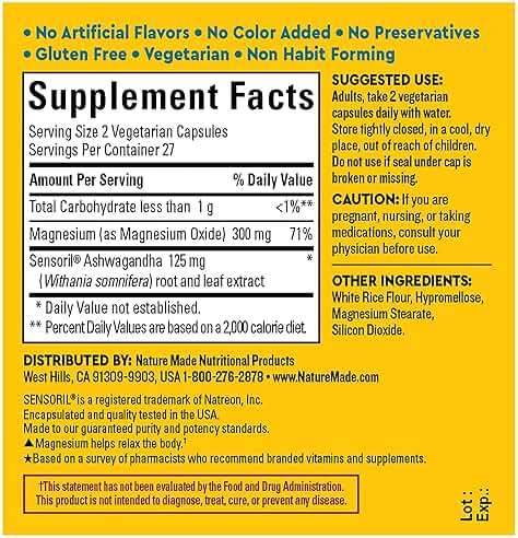 Nature Made Wellblends Calm & Relax, Ashwagandha 125mg, Magnesium 300 mg, 54 Vegetarian Capsules - Image 5