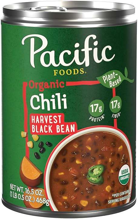 Pacific Foods Organic Harvest Black Bean Chili, Plant Based, 16.5 oz Can - Image 1