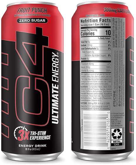 C4 Ultimate Zero Sugar Energy Drink, Tri-Stim Experience with 300mg Caffeine + TeaCrine + Dynamine, Fruit Punch, 16oz (Pack of 12) - Image 8