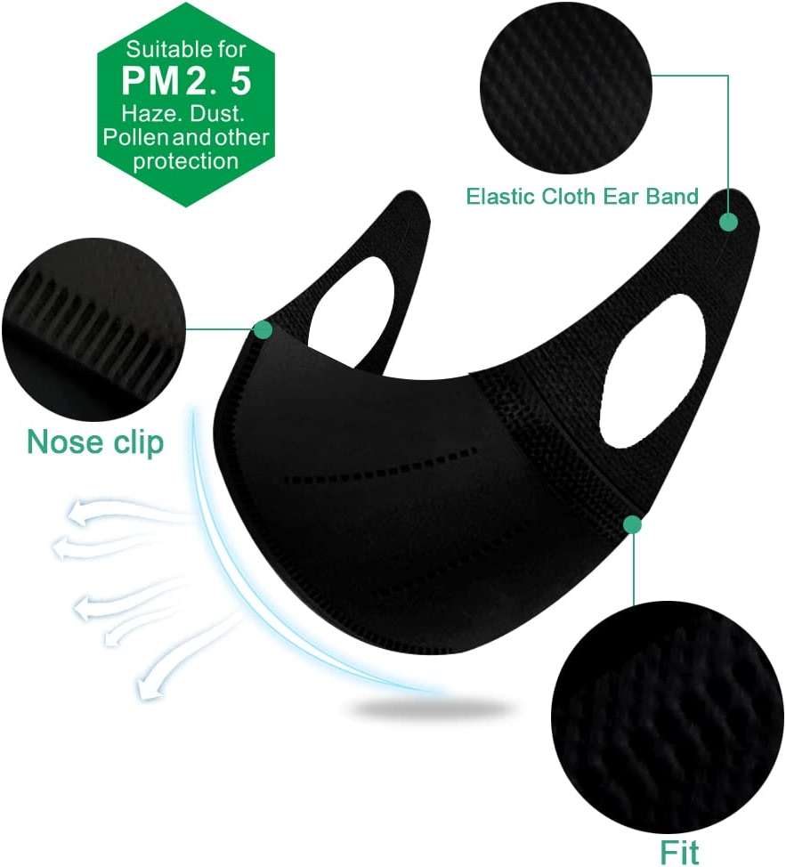 Medi-sky 3D Disposable Mask for Adults, Elastic Cloth Ear Straps Breathable Face Mask Individual Package 50pcs Black - Image 2
