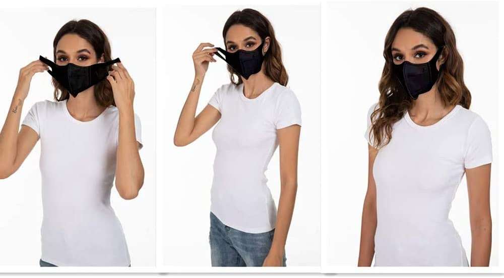 Medi-sky 3D Disposable Mask for Adults, Elastic Cloth Ear Straps Breathable Face Mask Individual Package 50pcs Black - Image 5