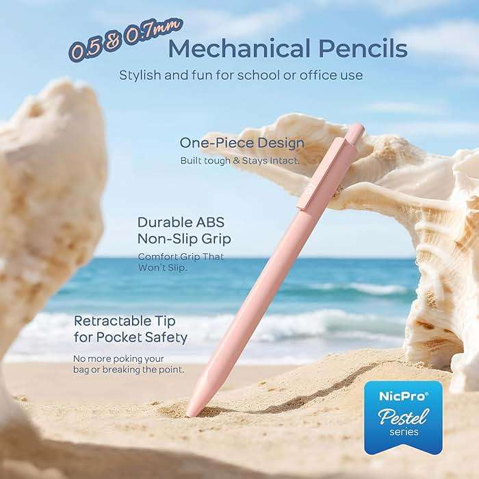 Nicpro Cute Mechanical Pencils Set, 6PCS Pastel 0.5 & 0.7mm Pencils with 6 Tubes HB Leads, Erasers & Refills, Aesthetic School Supplies for Girls, Preppy Stationery Gift for Writing Drawing Sketching - Image 2