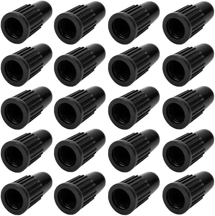 Black Presta Valve caps Plastic Bike tubeless tire caps air dust stem Covers - Used on Presta French valves for MTB Mountain Road Bike Bicycle (20 Pack) - Image 1