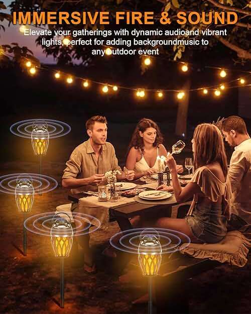 Vanten 2 Packs Outdoor Bluetooth Speakers, Bluetooth 5.0 Led Flame Speaker, IPX5 Waterproof Flame Torch Atmosphere Speaker, Flame Lamp, Gifts for Men Women, Decorations for Party Garden Patio - Image 5