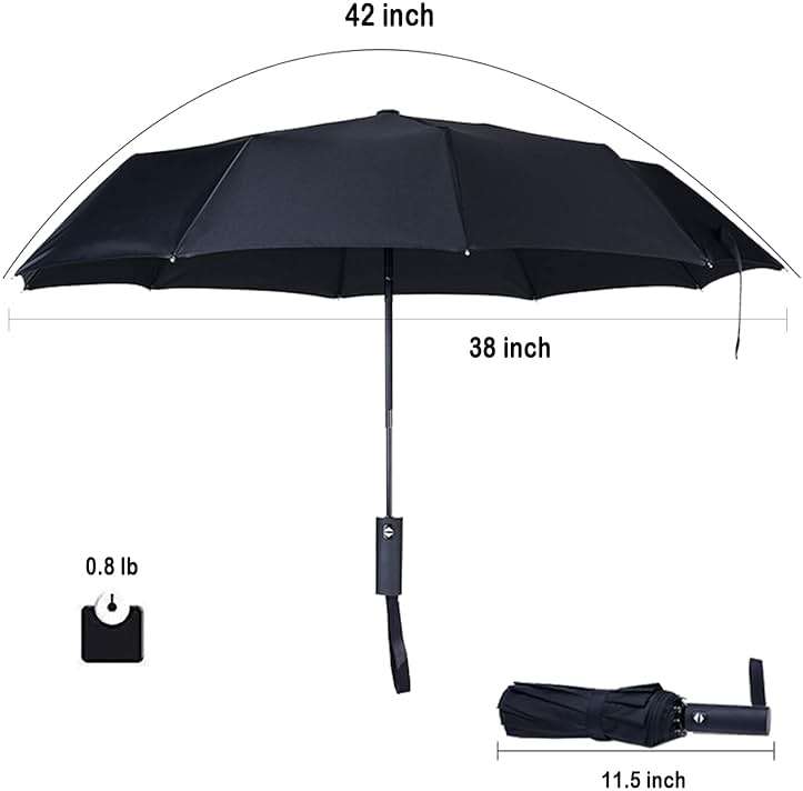 NPCQUN Travel Essentials Umbrella Windproof Compact Collapsible Light, Automatic, Strong and Portable, Wind Resistant Folding Small Umbrella for Rain - Image 7