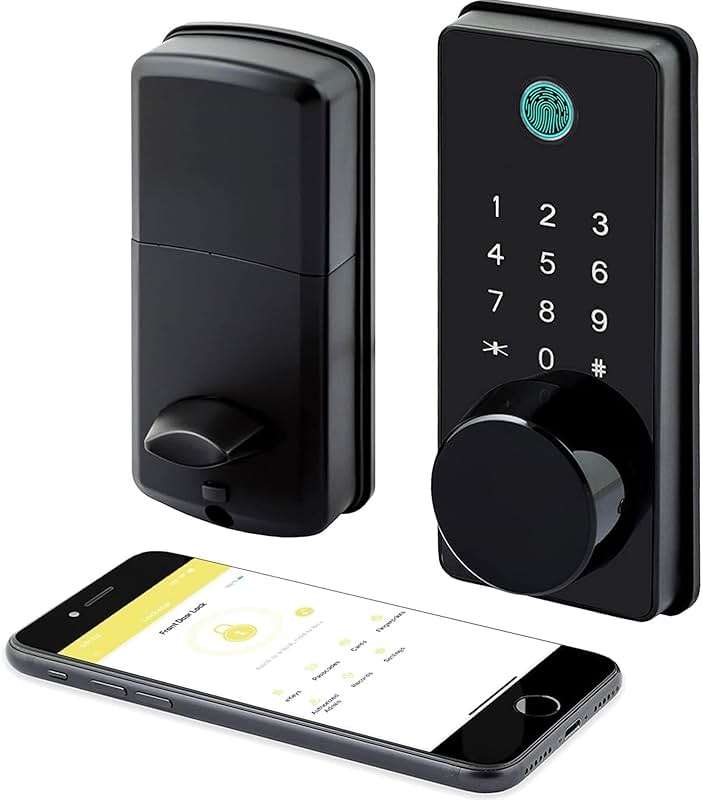 LOCKSTAR® Smart Door Lock • Keyless Entry Deadbolt Door Lock • Multiple Entry Methods – APP • Fingerprint Touch ID • Keypad Code • Card FOB • Traditional Key • Smart Home Devices - Image 1