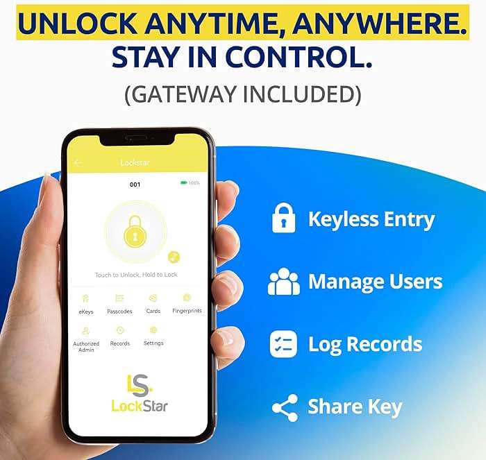 LOCKSTAR® Smart Door Lock • Keyless Entry Deadbolt Door Lock • Multiple Entry Methods – APP • Fingerprint Touch ID • Keypad Code • Card FOB • Traditional Key • Smart Home Devices - Image 3