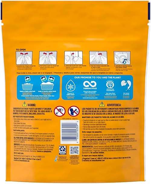 ARM & HAMMER Clean Burst 5-in-1 Laundry Detergent Power Paks, Powerfully Clean, Clean Burst Scent, 42 Count - Image 13