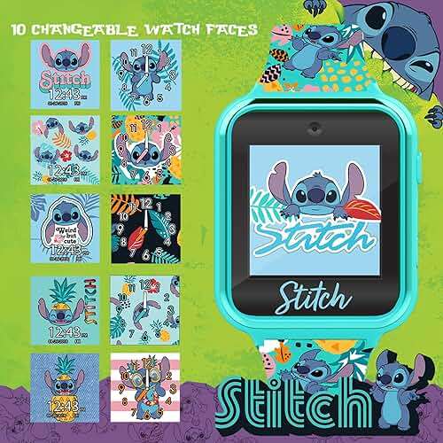Disney Stitch Kids Smartwatch with Touchscreen, Camera, Games, Timer, Step Counter, Alarm & Calculator – Fun Interactive Watch with 10 Faces & Printed Silicone Strap – Fits Wrists 5.5" to 8" - Image 3