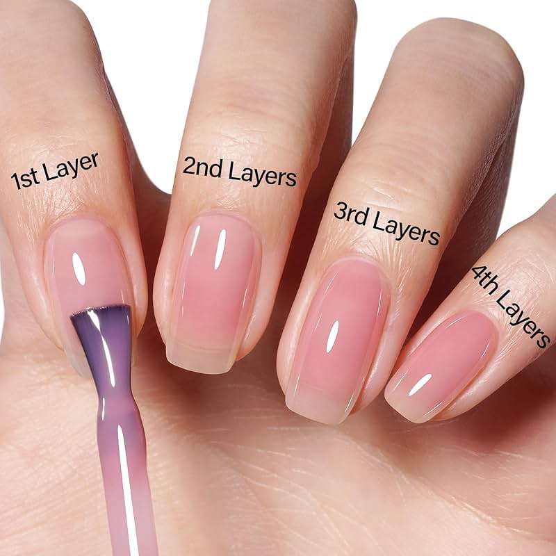 AILLSA Gel Nail Polish Nude Pink Gel Polish Sheer Neutral Color Jelly Gels Nail Polish Natural Translucent Soak Off U V Nails for Nail Art French Manicure at Home 0.51 Fl Oz /GB49 - Image 4