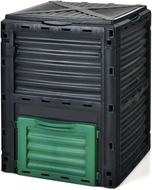Goplus Compost Bin, 80 Gallon (300 L) Large Outdoor Composting Box w/Top Flip Latch-on Lid, Bottom Exit Door, BPA Free Material, Grass Food Trash Composter Barrel for Garden Yard, Easy Assembly - Image 1