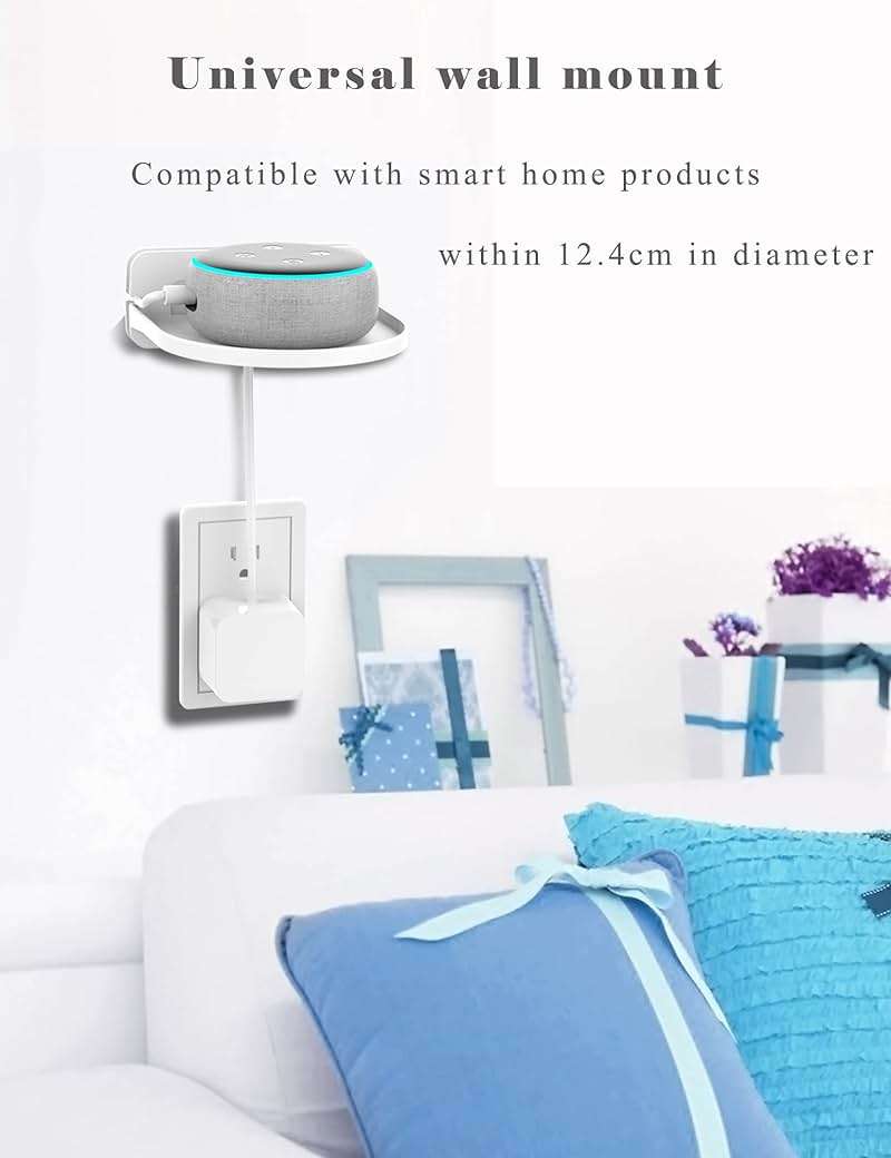ZZHDESBY Universal Wall Mount Holder for Smart Speaker Small Shelf Stand Compatible with Google Home mini/Home pod Mini/Google WiFi/Nest WiFi/eero 6 mesh WiFi System/Security Camera (White) - Image 3