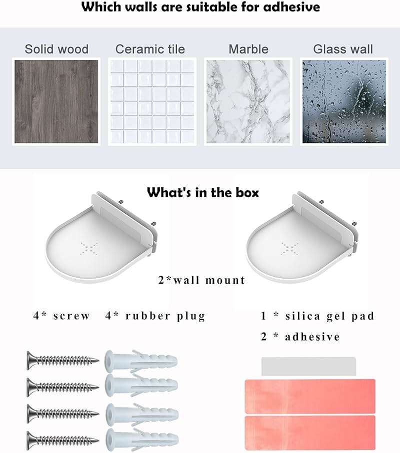 ZZHDESBY Universal Wall Mount Holder for Smart Speaker Small Shelf Stand Compatible with Google Home mini/Home pod Mini/Google WiFi/Nest WiFi/eero 6 mesh WiFi System/Security Camera (White) - Image 5