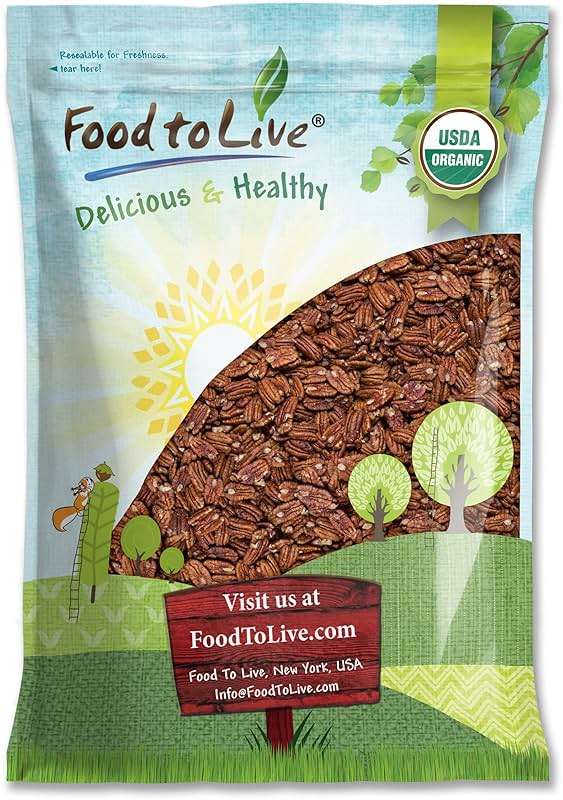Food to Live Organic Dry Roasted Pecan Halves, 6 Pounds - Non-GMO, Unsalted Nuts, Oven Roasted, No Oil Added, Vegan, Kosher, Shelled, Bulk. Good Source of Protein and Fiber. Great Keto-Friendly Snack - Image 1
